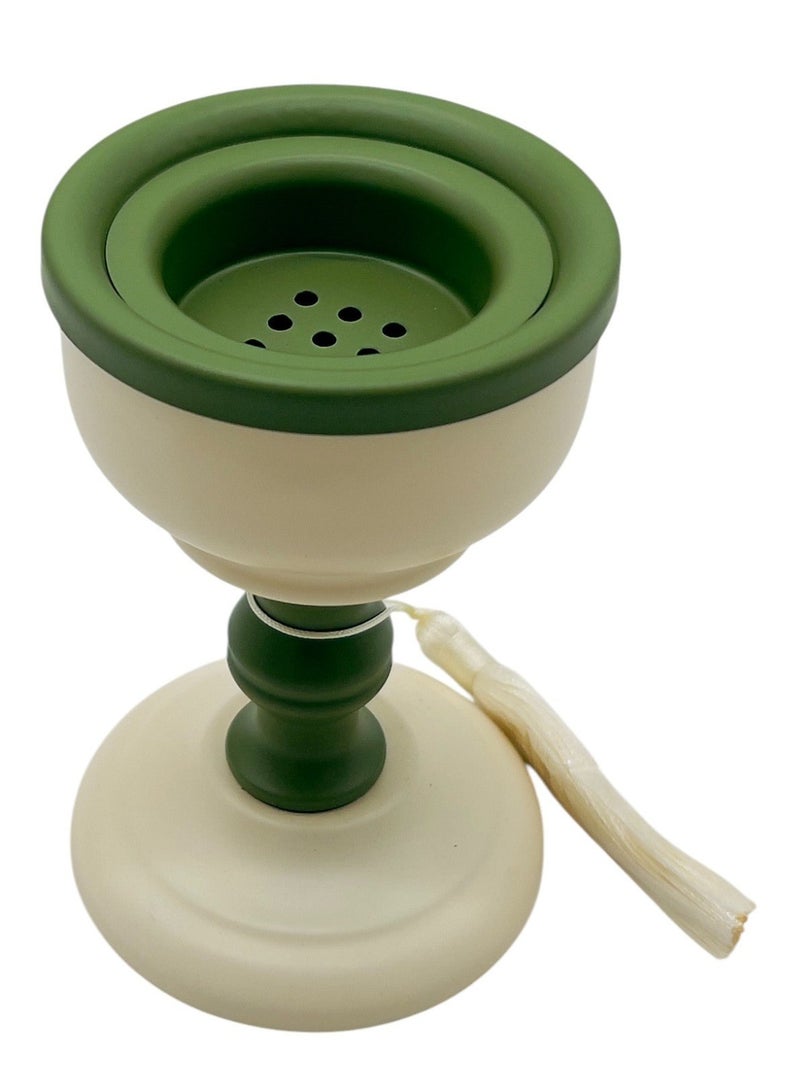 AKDC Metal Incense Burner 8cm*12.5cm, Ivory/Green - Image 3